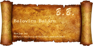 Belovics Balázs névjegykártya